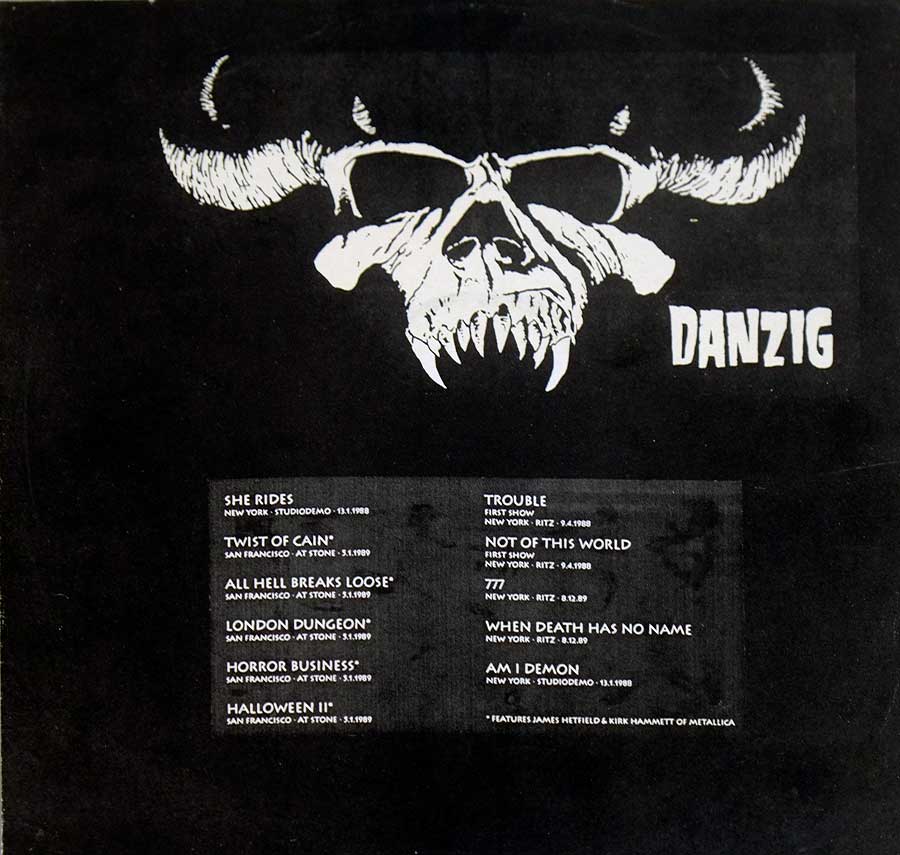 DANZIG - Danzig Unofficial Feat Metallica ME 0719 12" LP VINYL 
 back cover