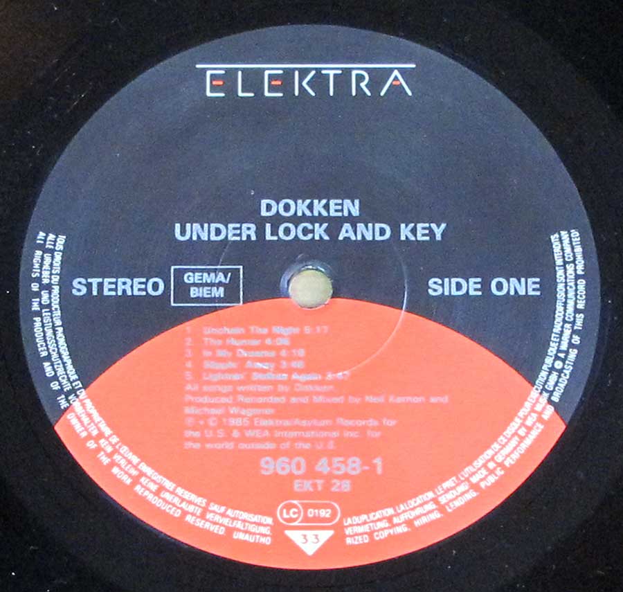 "Under Lock and Key" Record Label Details: Elektra 960 458-1 / EKT 28 