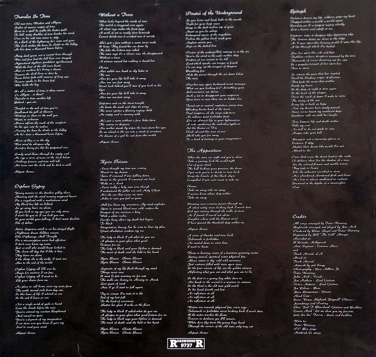 High Resolution Photo  of the  Original Custom Inner Sleeve (OIS) #2 of FATES WARNING - The Spectre Within https://vinyl-records.nl