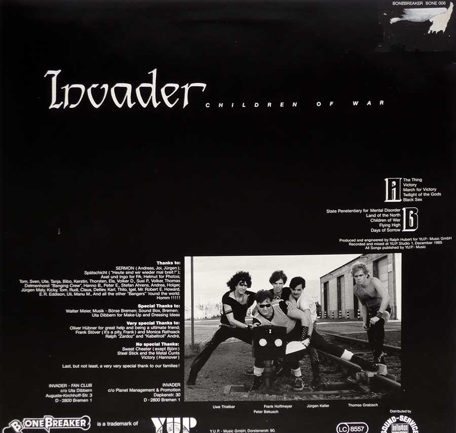 Photo of album back cover INVADER - Children Of War 12" Vinyl LP Album