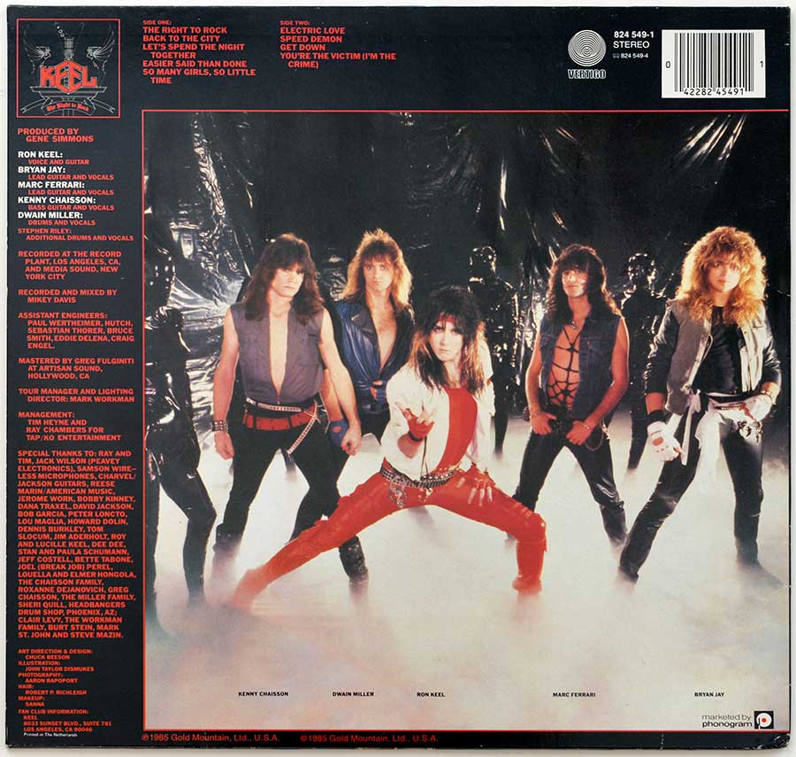Photo Of The Back Cover KEEL - The Right To Rock 