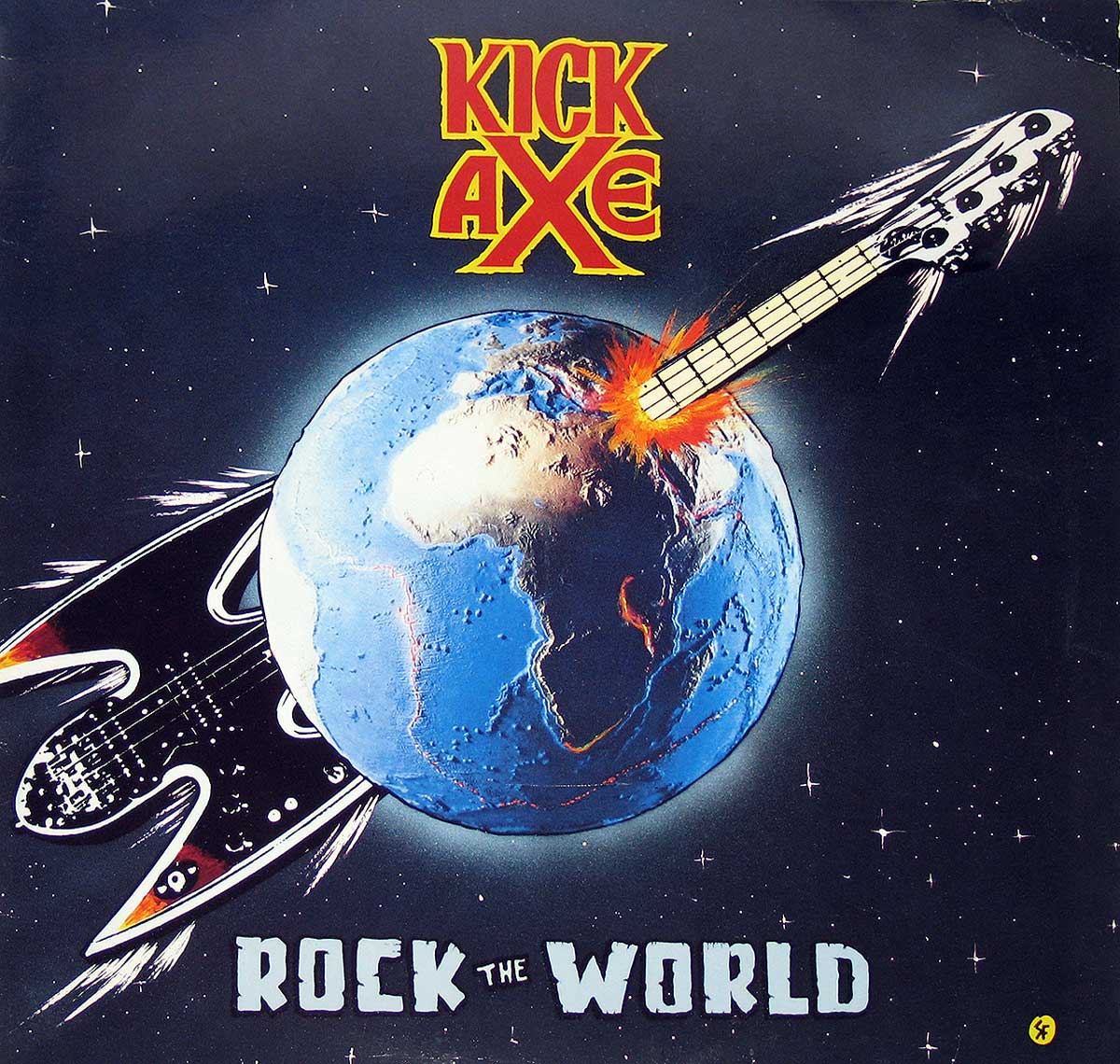 High Resolution Photo Album Front Cover of Kick Axe - Rock The World https://vinyl-records.nl