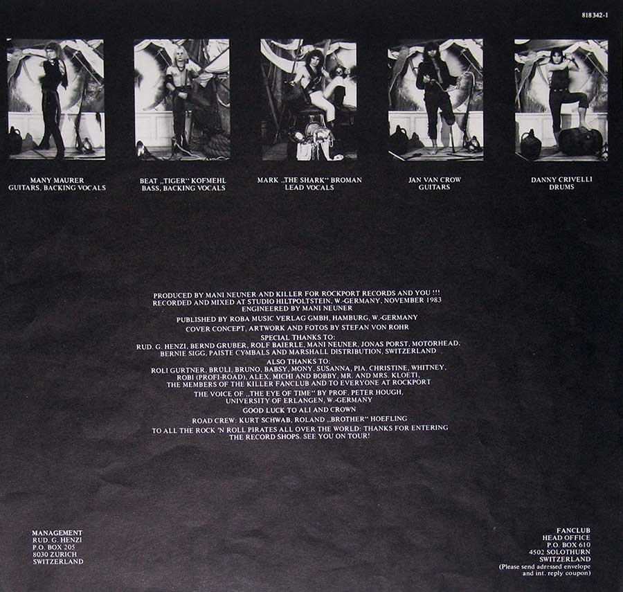 Photo One Of The Original Custom Inner Sleeve KILLER - Stronger Than Ever ( Swiss Pressing ) 12" Vinyl LP Album 