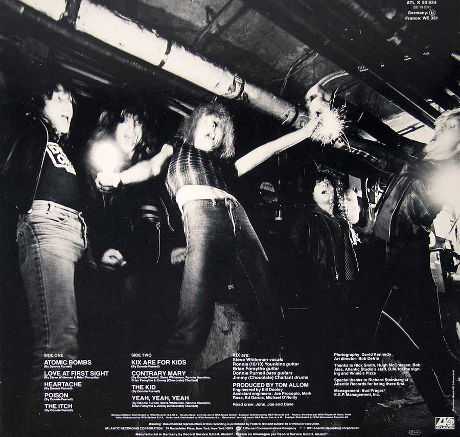 KIX -Self-Titled Glam Metal 12" Vinyl LP Album
 back cover