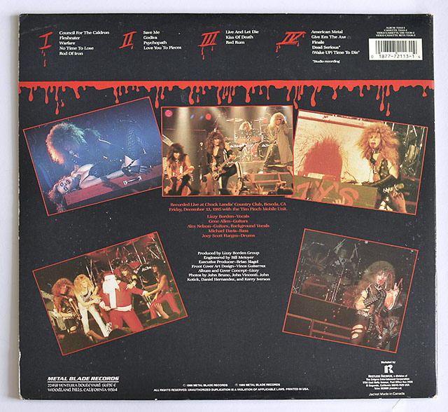 Album Back Cover Photo LIZZY BORDEN - The Murderess Metal Road Show MBR Metal Blade Records Vinyl Record Store https://vinyl-records.nl//