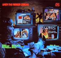 The TV screens on the album cover of Q5 displays some funny / Punny texts : "Lucky Strokes, Where There's Strokes There's Fire" , "Climex, For the time of your life", "Foot masters, You have the world at your feet", "Scores Beer, You'll Never go home alone"