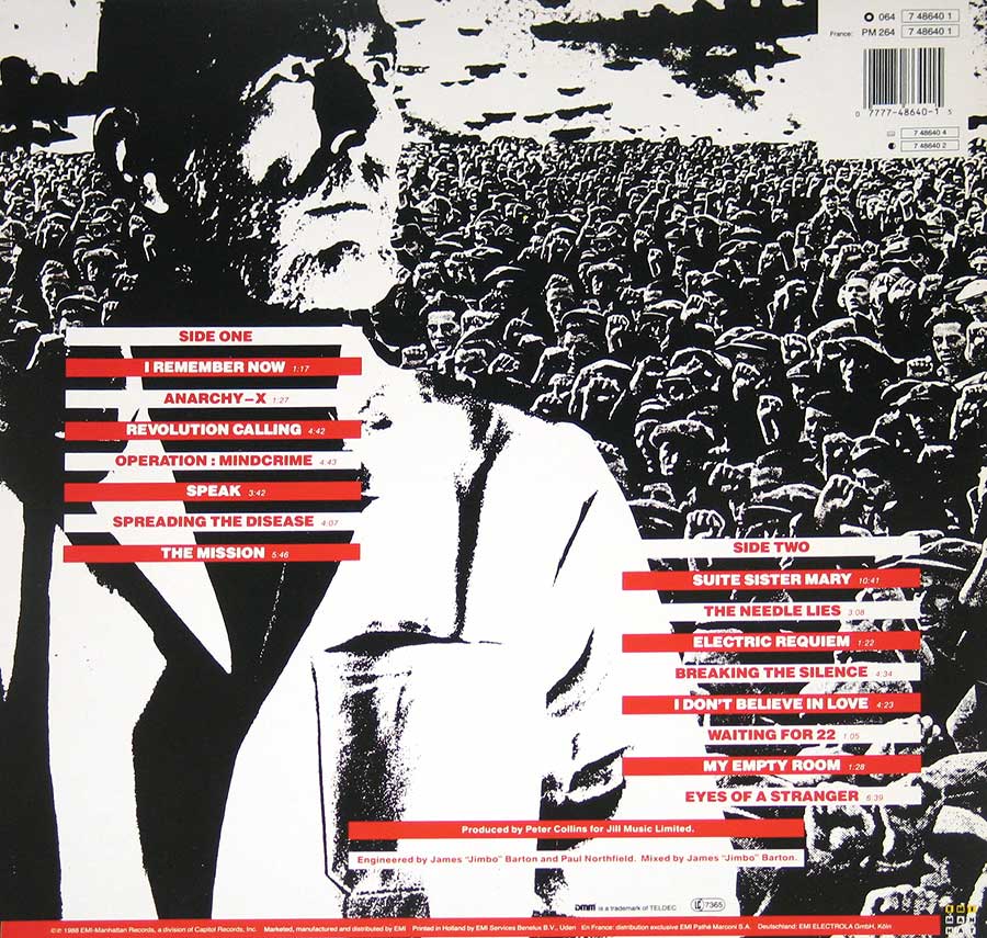 Photo of album back cover Queensryche - Operation Mindcrime DMM 12" vinyl LP album