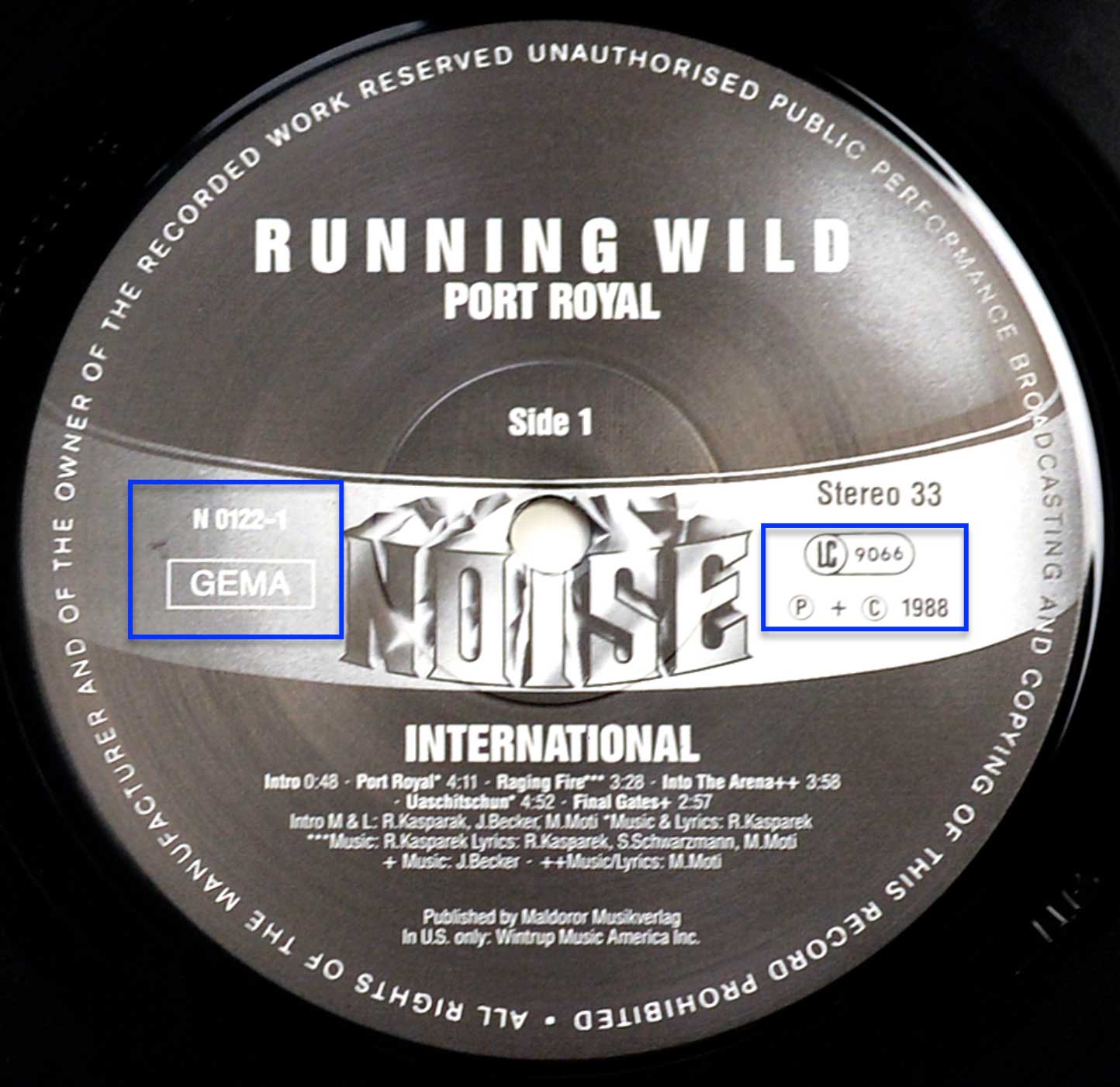 Photo of record label of RUNNING WILD - Port Royal 