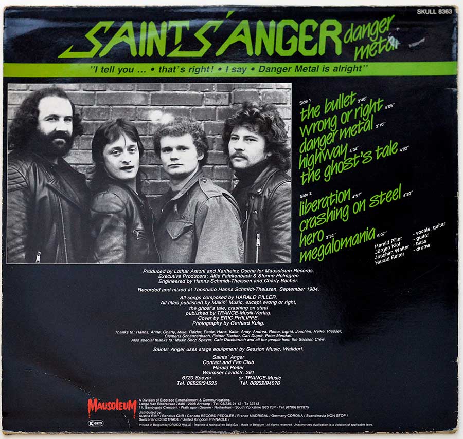 Photo of album back cover SAINTS ANGER - Danger Metal