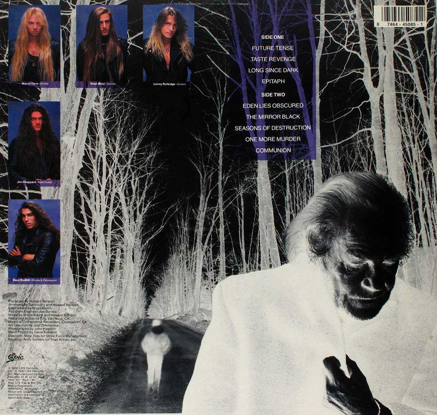 SANCTUARY - Into The Mirror Black 12" Vinyl Lp Album back cover
