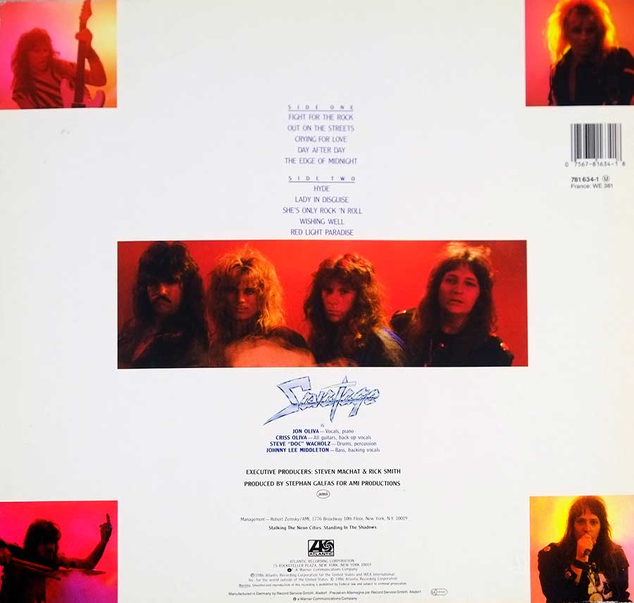 SAVATAGE - Fight For The Rock 12" LP Album Vinyl 
 back cover
