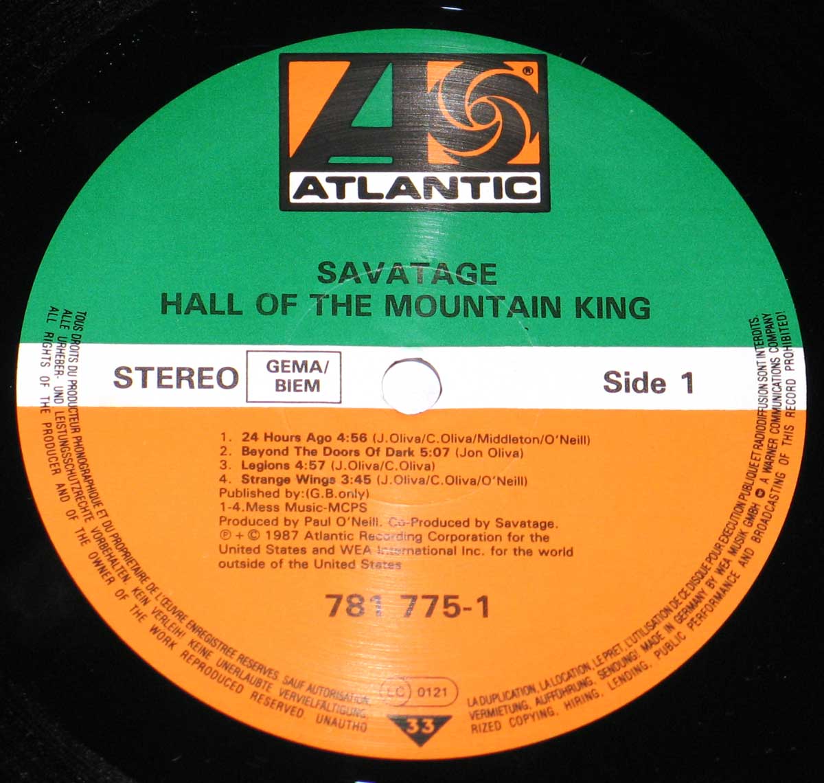 Savatage Hall of Mountain King 12" Vinyl LP