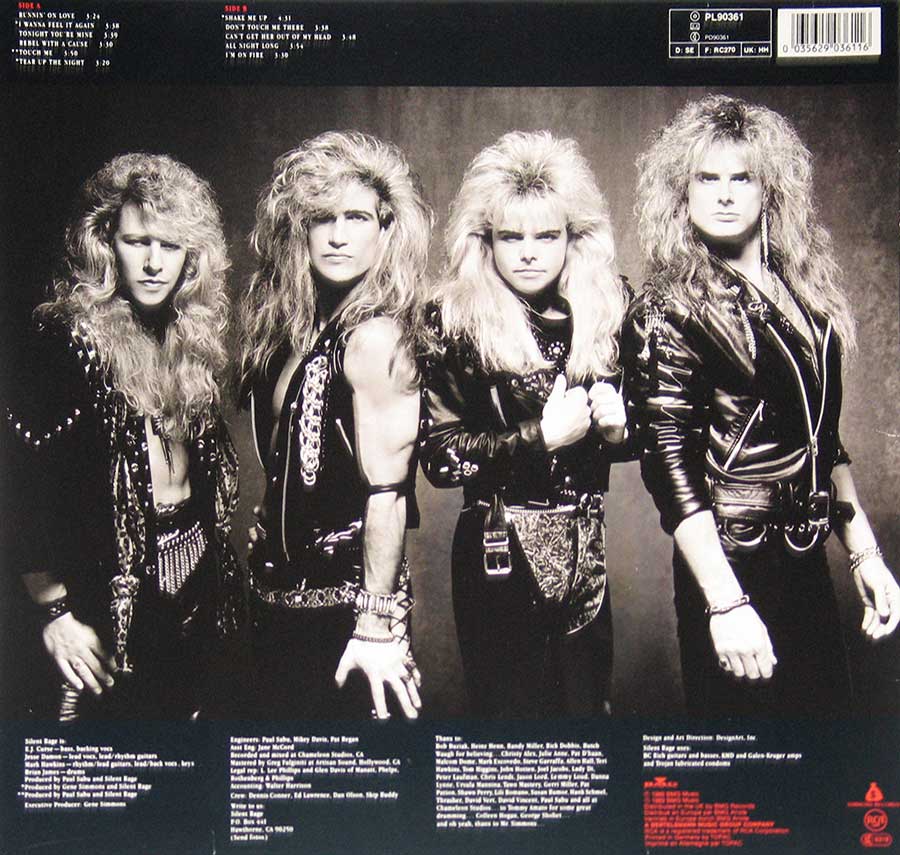 Photo of album back cover SILENT RAGE - Dont Touch me There 12" Vinyl LP Album