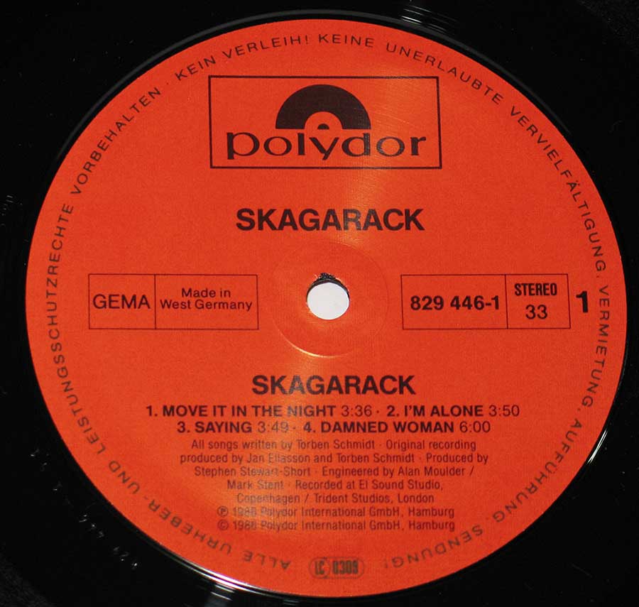 "Skagarack" Red Color Polydor Record Label Details: Polydor 829 446 