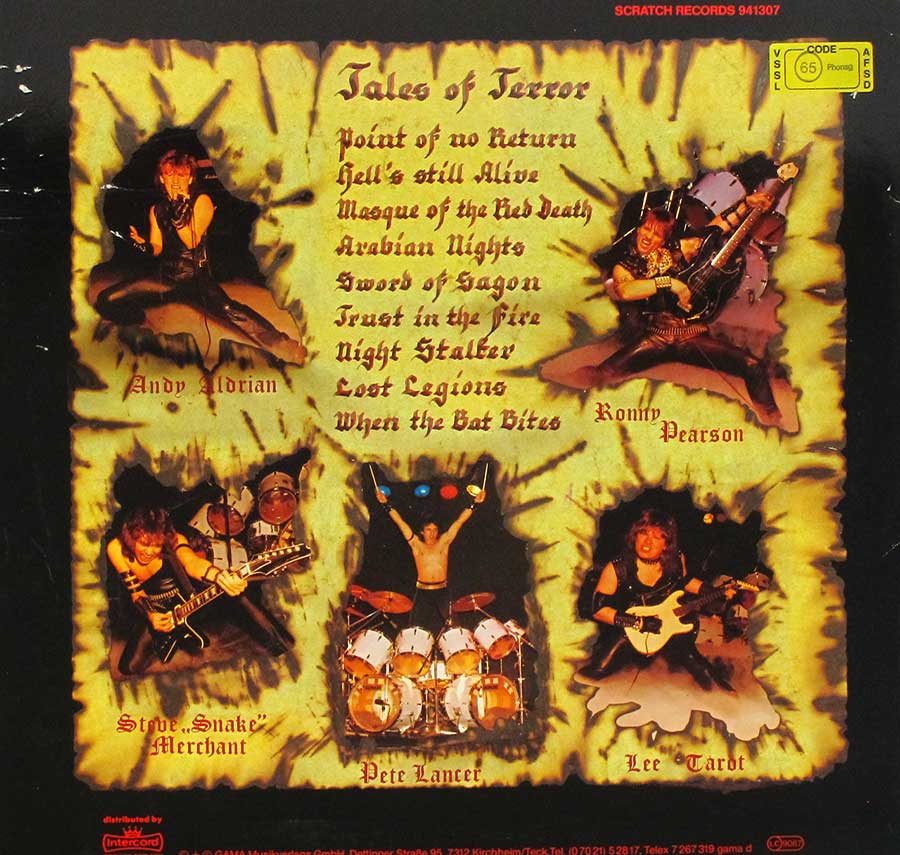 STORMWITCH - Tales Of Terror + Custom Insert 12" VINYL LP ALBUM
 back cover