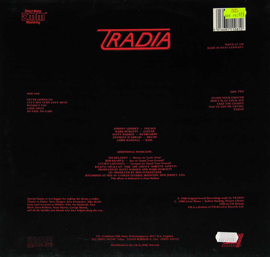 TRADIA - Trade Winds UK 12" VINYL LP ALBUM back cover