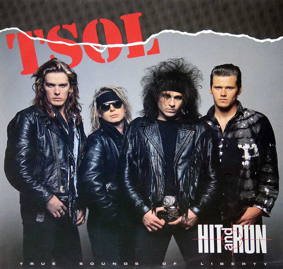 Group photo of the T.S.O.L. band members on the front cover 