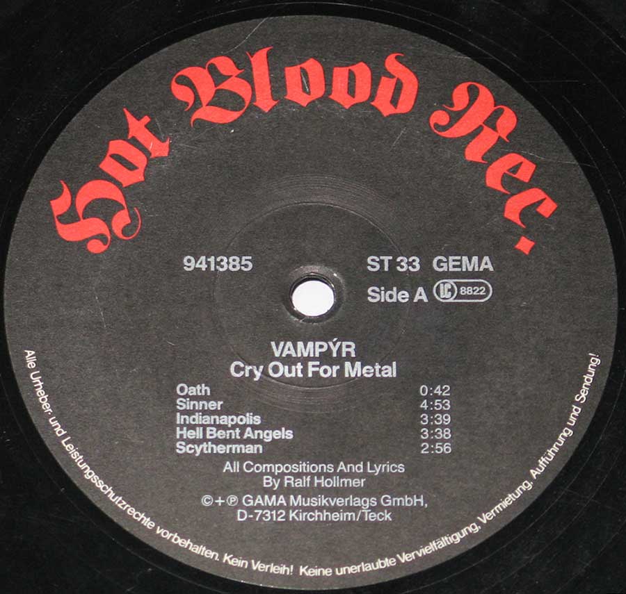 "Cry Ouf For Metal" Record Label Details: Hot Blood Rec © Copyright ℗ Sound Copyright 