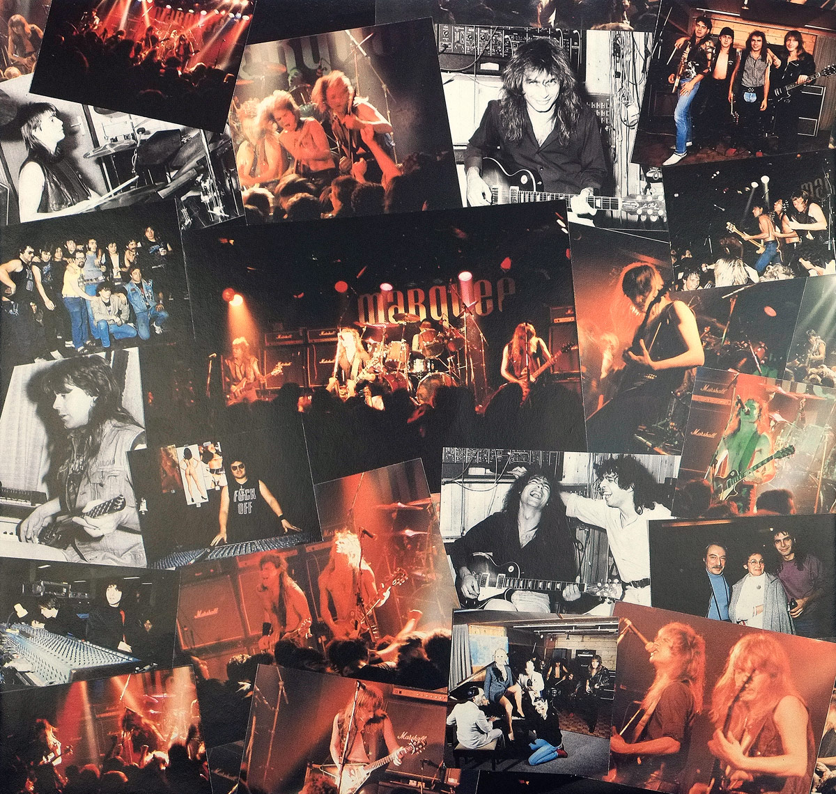 Vulcain Big Brothers custom inner sleeve photo collage showing live performances, backstage moments, and fan interactions in both color and black-and-white formats.
