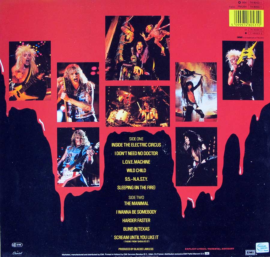 W.A.S.P Live in the Raw France release Heavy Metal Album Cover Gallery ...