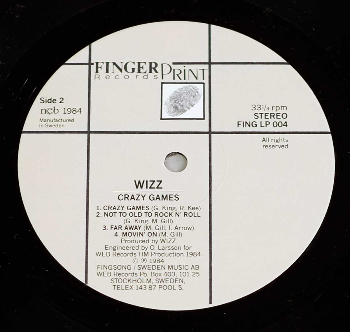 Photo of "WIZZ - Crazy Games" Record Label - Side Two: