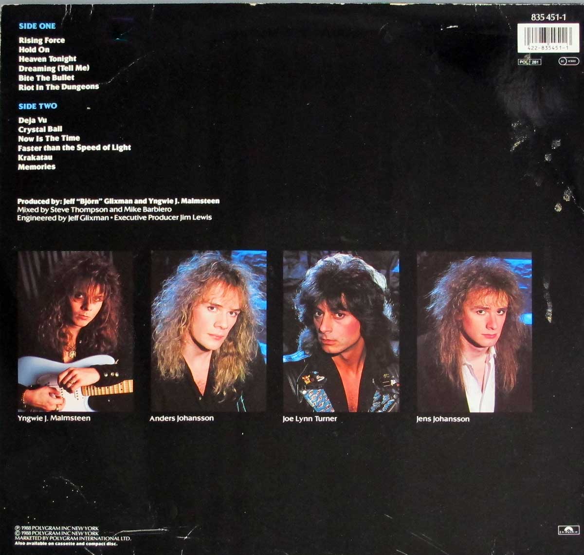 Album Back Cover  Photo of "YNGWIE J. MALMSTEEN RISING FORCE - Odyssey"