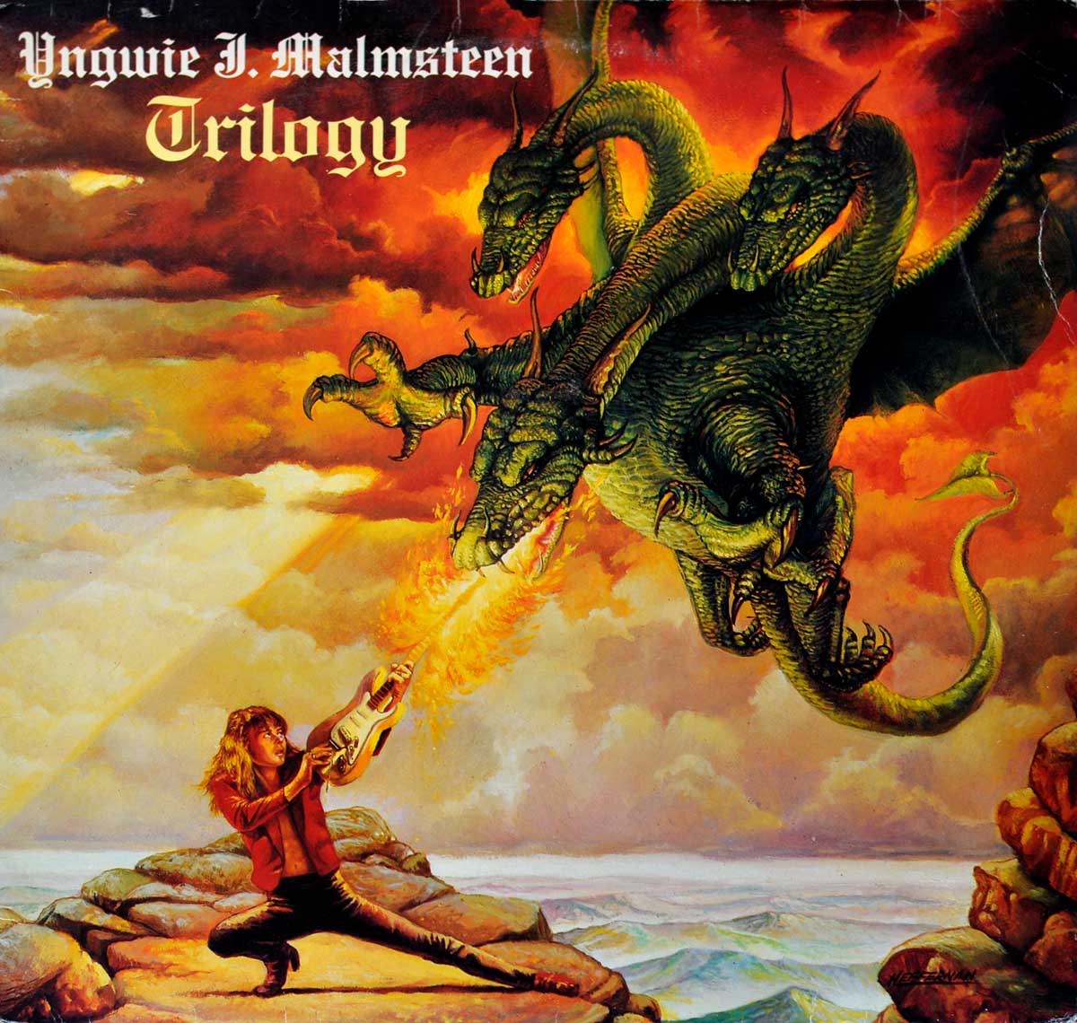 Large Album Front Cover Photo of YNGWIE MALMSTEEN - Trilogy 12" Vinyl LP 