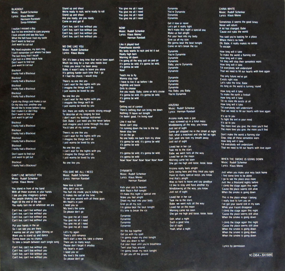 SCORPIONS Blackout incl custom Inner Sleeve (German Release) Album ...