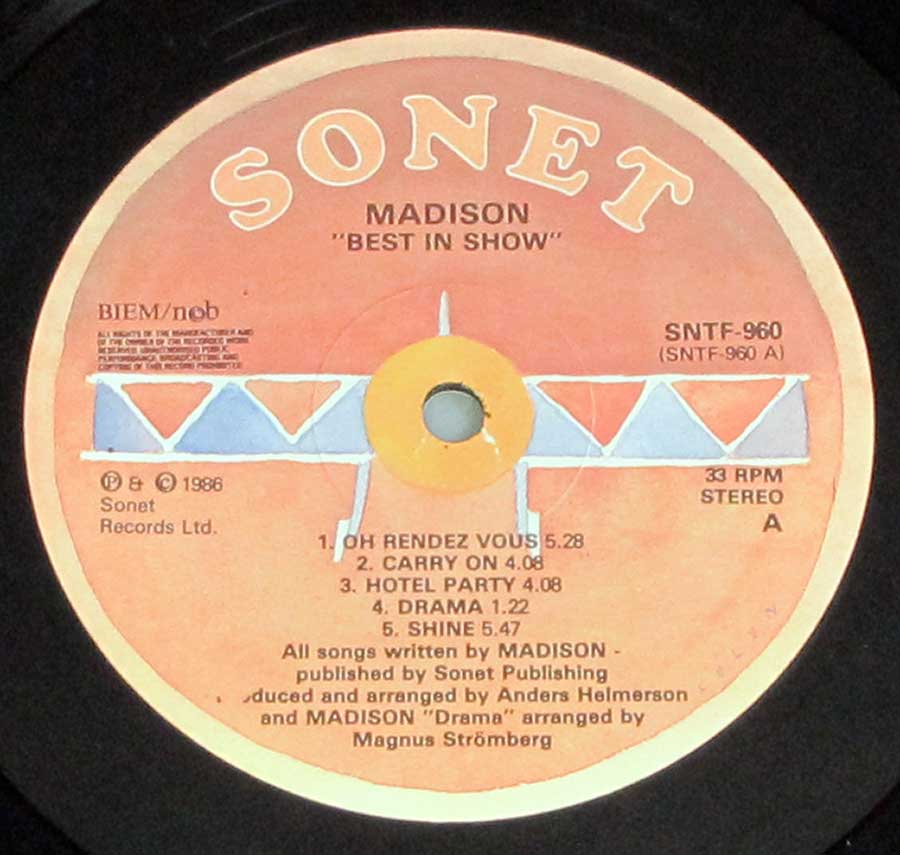 "Best in Show" Record Label Details: SONET SBTF-960 © ℗ 1986 Sonet Records Ltd Sound Copyright 