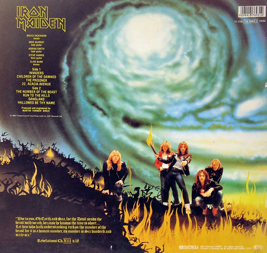 IRON MAIDEN - Number Of The Beast Lyrics Sleeve Fame EEC 12" Vinyl LP album back cover