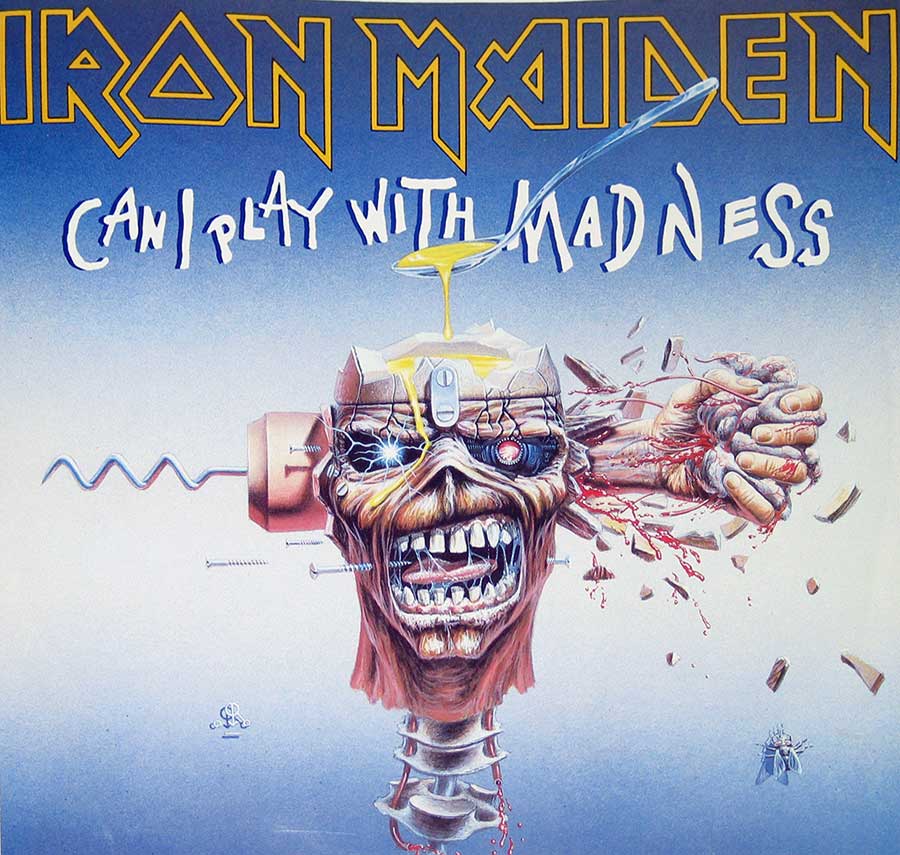 IRON MAIDEN - Can I Play with Madness England Release 12" Vinyl Album  front cover https://vinyl-records.nl