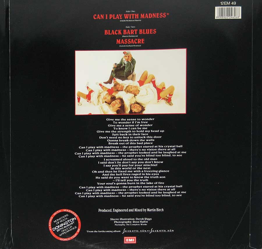 IRON MAIDEN - Can I Play with Madness England Release 12" Vinyl Album  back cover