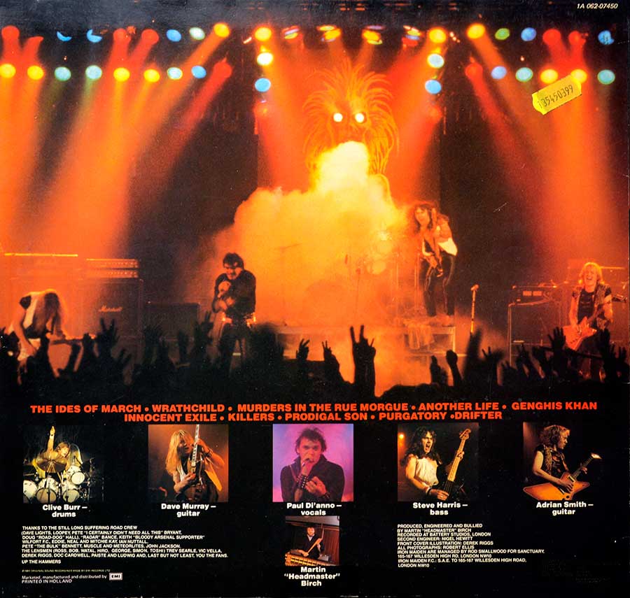 Photo of album back cover IRON MAIDEN - Killers ( EU Release ) 12" Vinyl LP Album