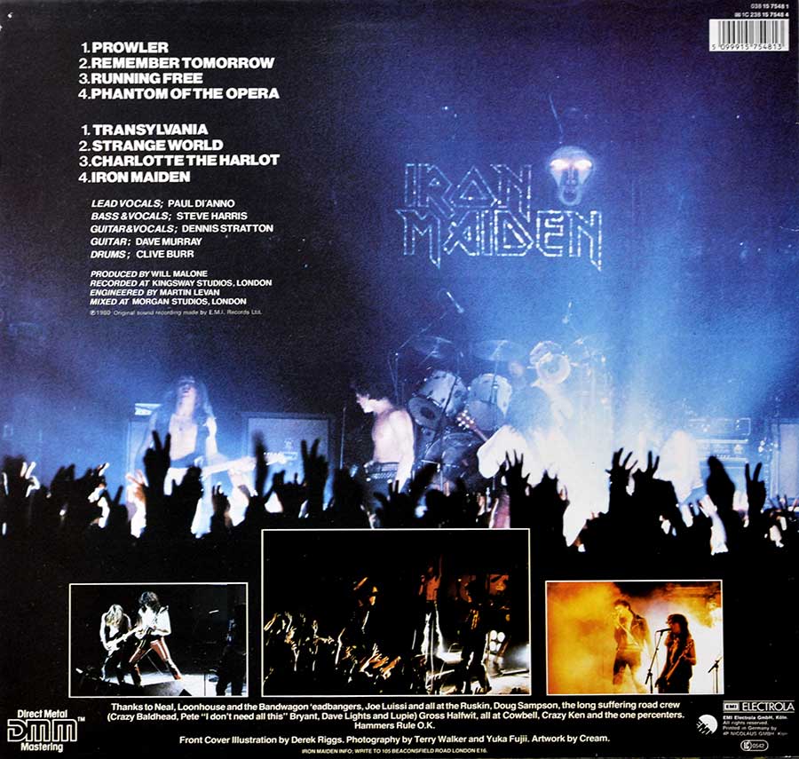 IRON MAIDEN - Self-Titled Fame Germany 12" LP ALBUM VINYL  back cover