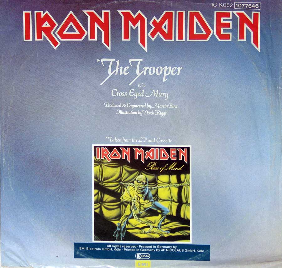 Photo of album back cover IRON MAIDEN - The Trooper (12" Maxi Single) Super Sound Version