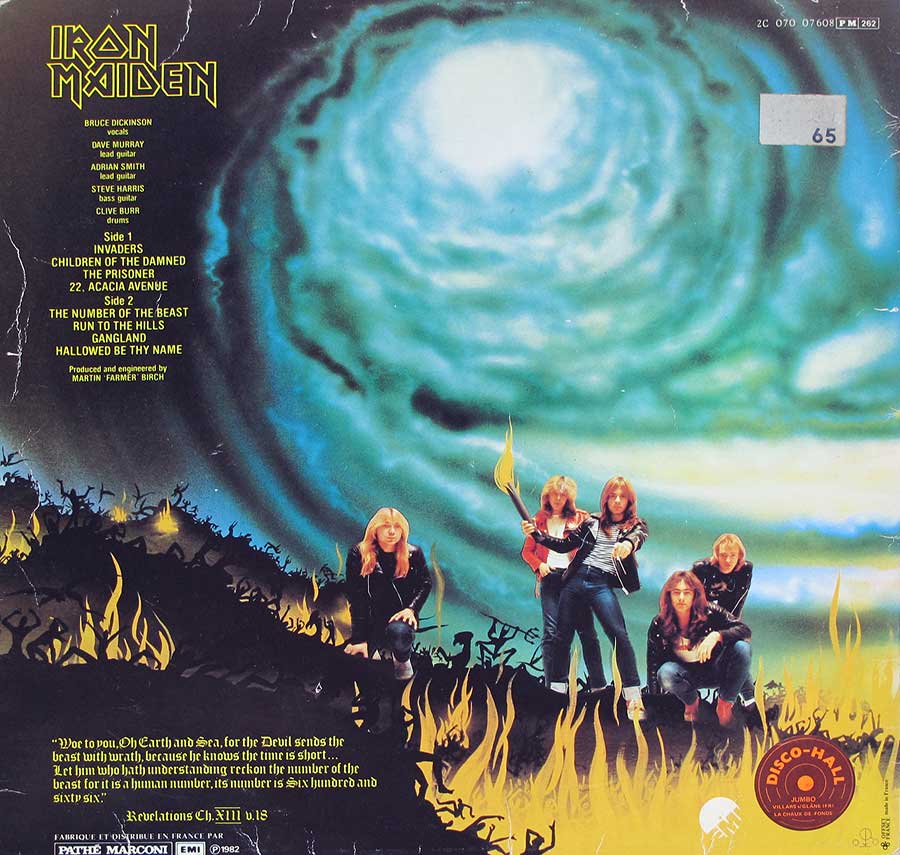 IRON MAIDEN - Number Of The Beast France 12" LP VINYL Album back cover