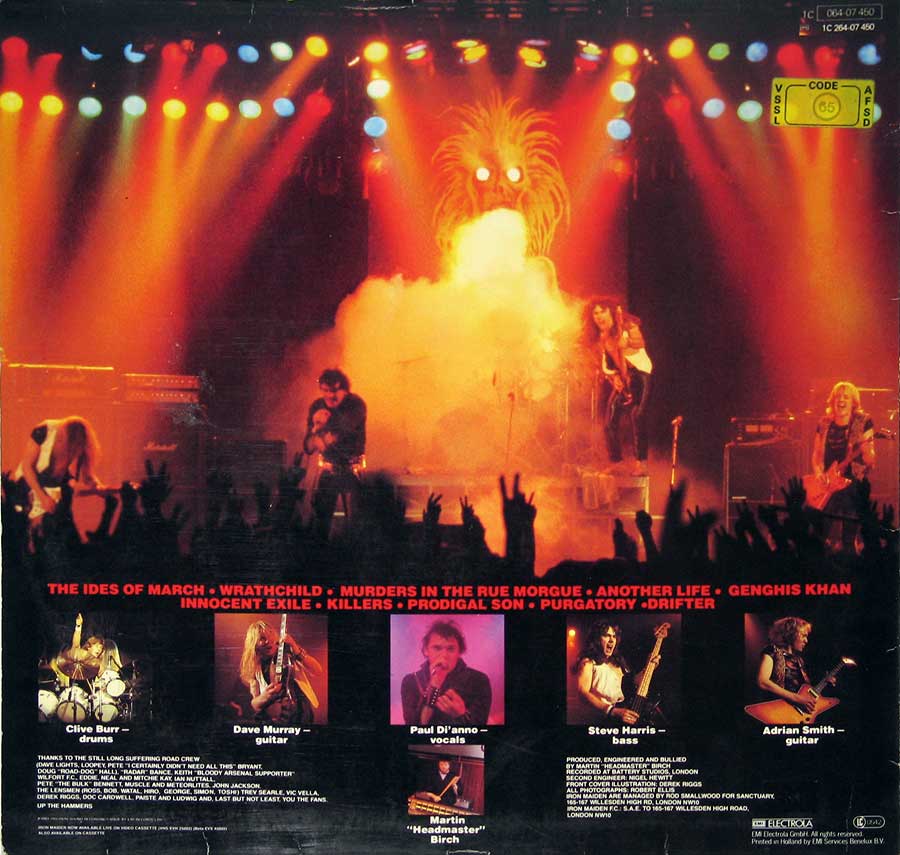 Photo of album back cover IRON MAIDEN - Killers ( Germany )