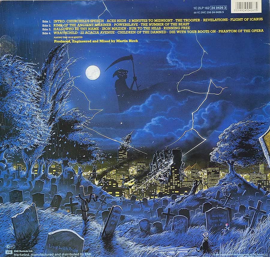 IRON MAIDEN - Live After Death Germany Release World Slavery Tour 1984/85 2LP 12" ALBUM VINYL back cover