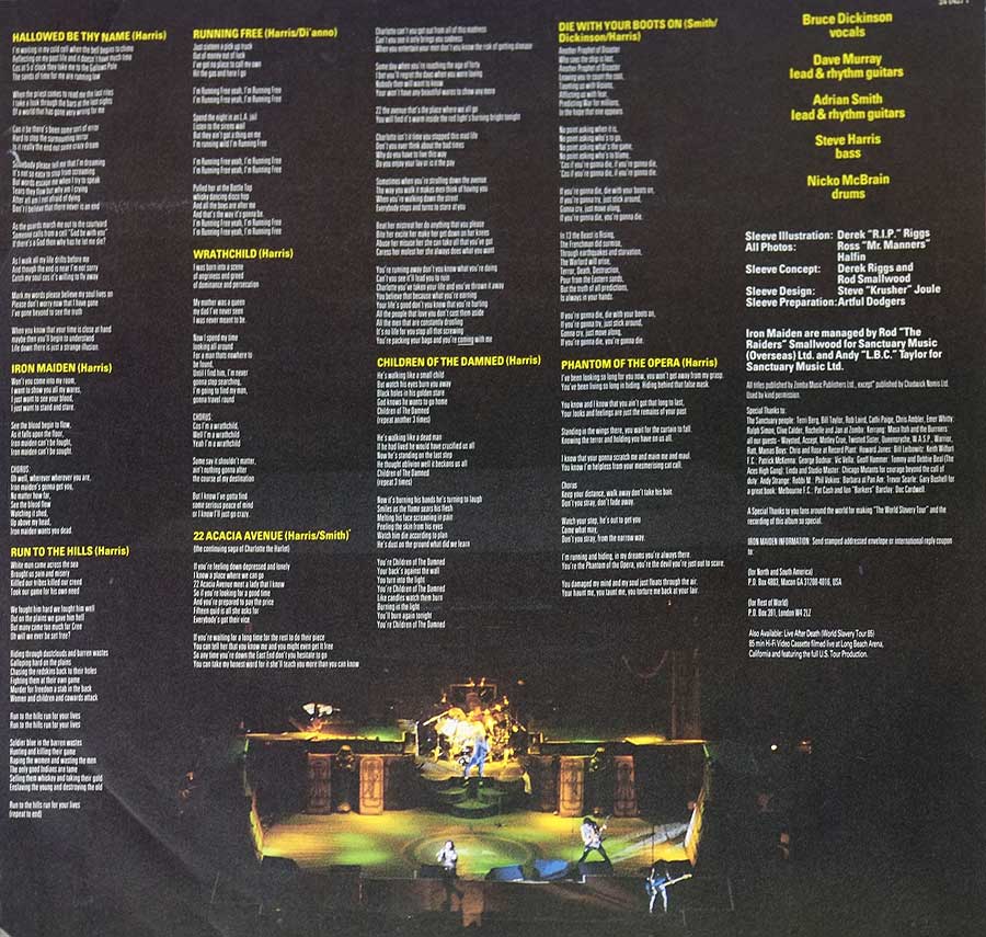 IRON MAIDEN - Live After Death Germany Release World Slavery Tour 1984/85 2LP 12" ALBUM VINYL custom inner sleeve