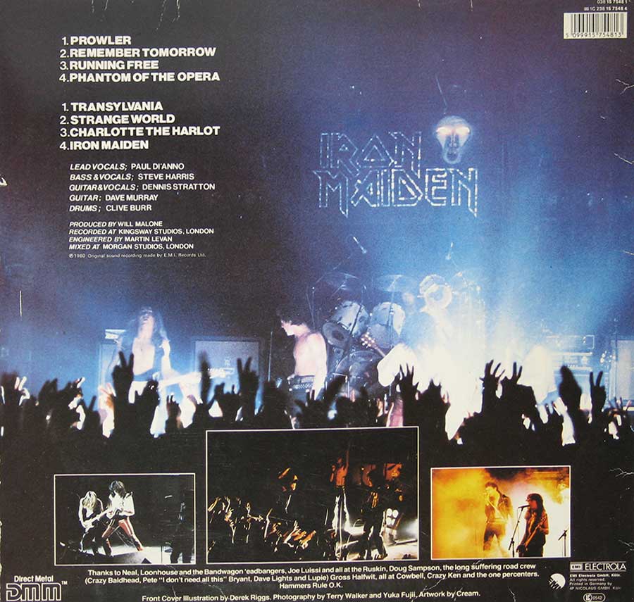IRON MAIDEN - Self-Titled Germany Fame 12" VINYL LP ALBUM album back cover