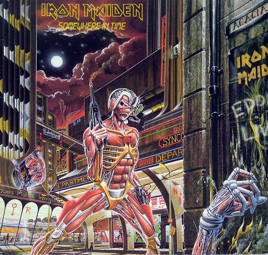 IRON MAIDEN - Somewhere In Time Germany DMM 12" VINYL LP ALBUM
 front cover https://vinyl-records.nl