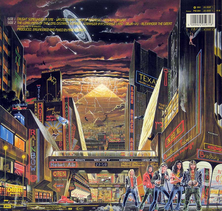 IRON MAIDEN - Somewhere In Time Germany DMM 12" VINYL LP ALBUM
 back cover