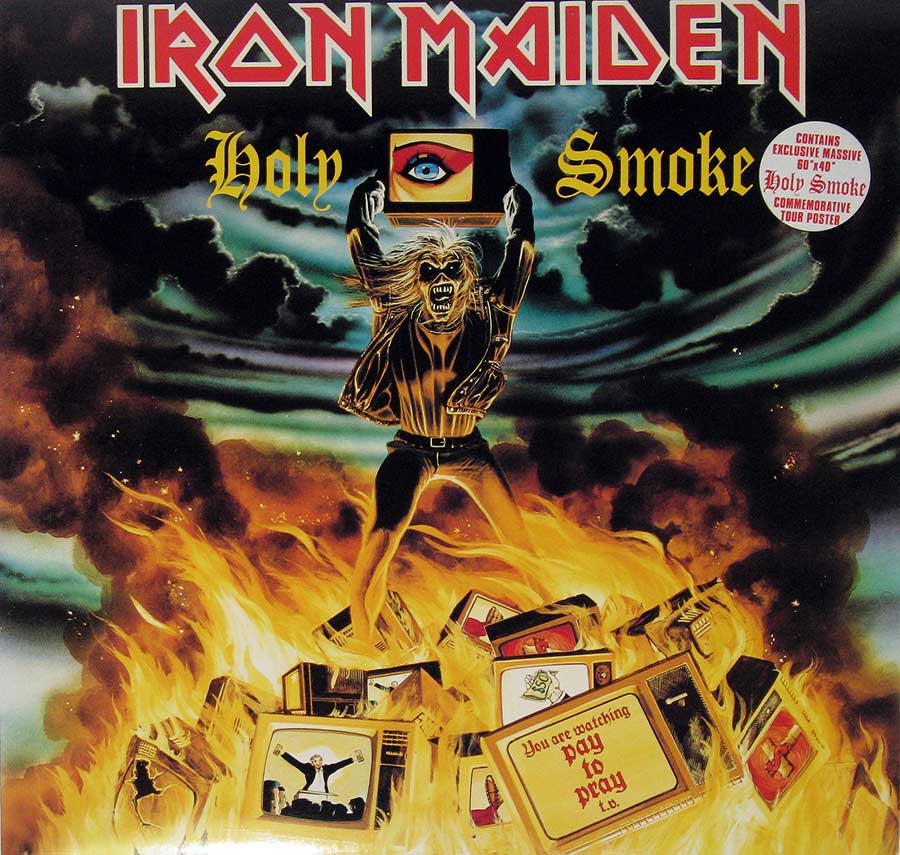 IRON MAIDEN - Holy Smoke + Giant Poster 12" MAXI SINGLE Vinyl album front cover