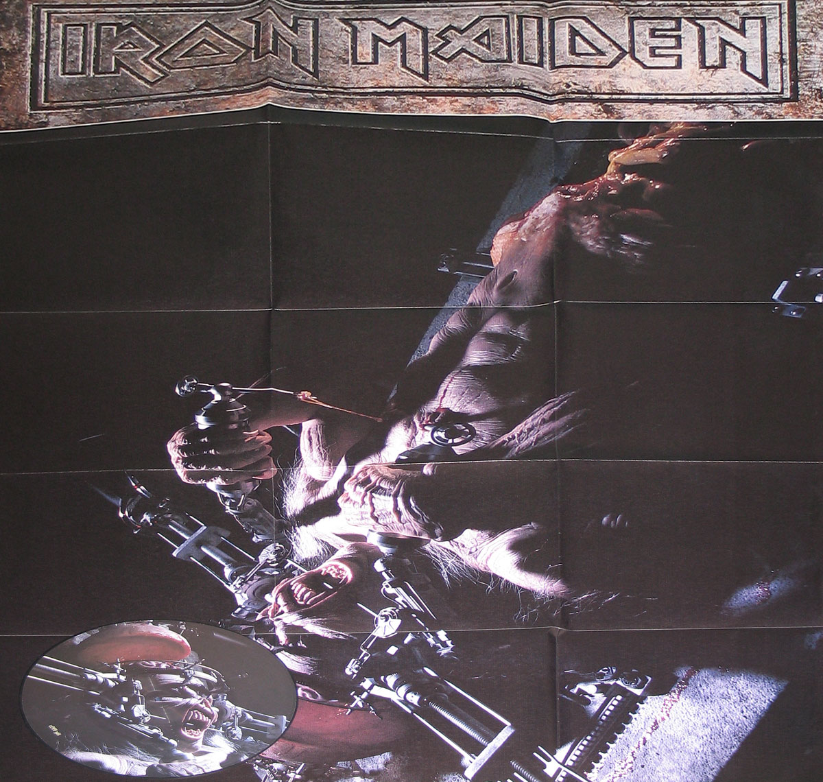 Front Cover Photo Of IRON MAIDEN - Man on the Edge 12" Picture Disc + Huge Poster 