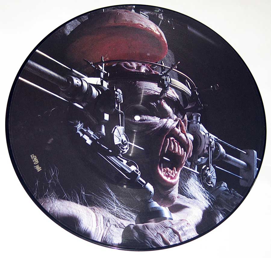Photo of Side One of IRON MAIDEN - Man on the Edge 12" Picture Disc + Huge Poster  