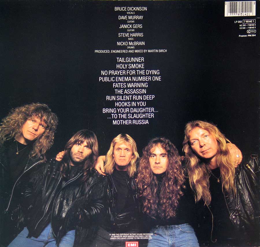 Photo of album back cover IRON MAIDEN - No Prayer For The Dying ( EEC )