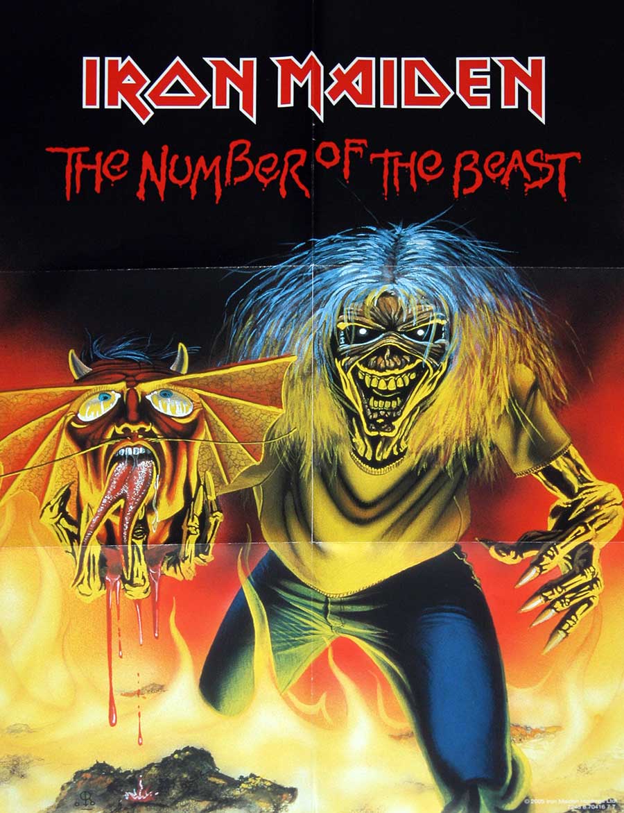 Photos of the poster included with IRON MAIDEN The Number of the Beast 7"	
