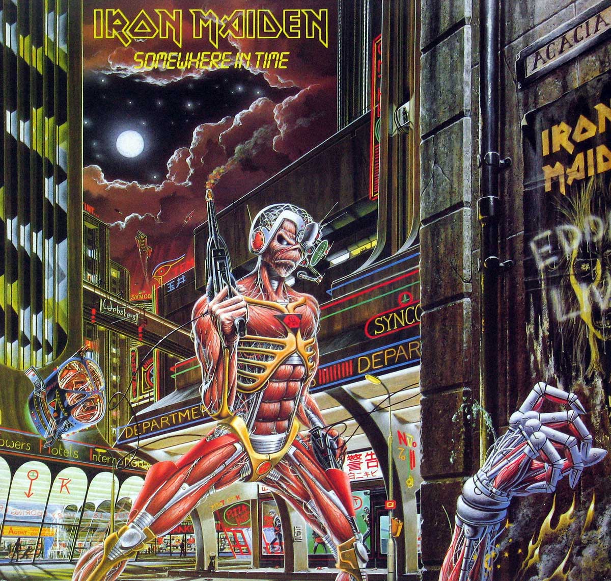 Front Cover Photo Of IRON MAIDEN - Somewhere in Time UK Release 12" Vinyl LP ALbum