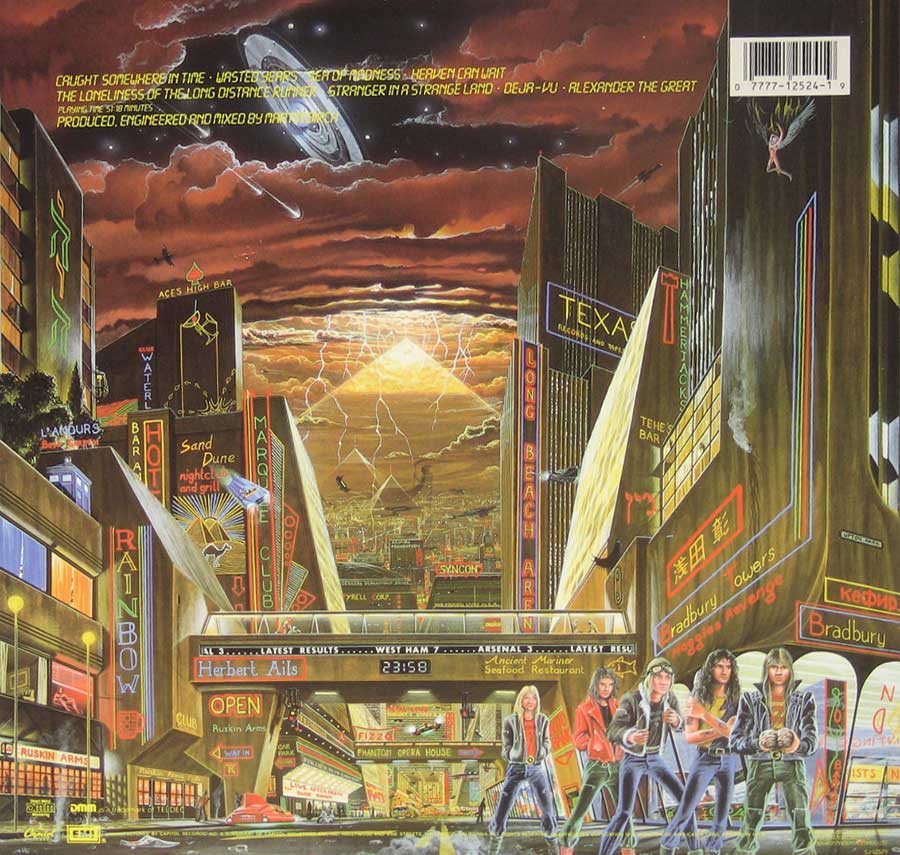 Photo of album back cover IRON MAIDEN - Somewhere in Time USA 12" Vinyl LP Album