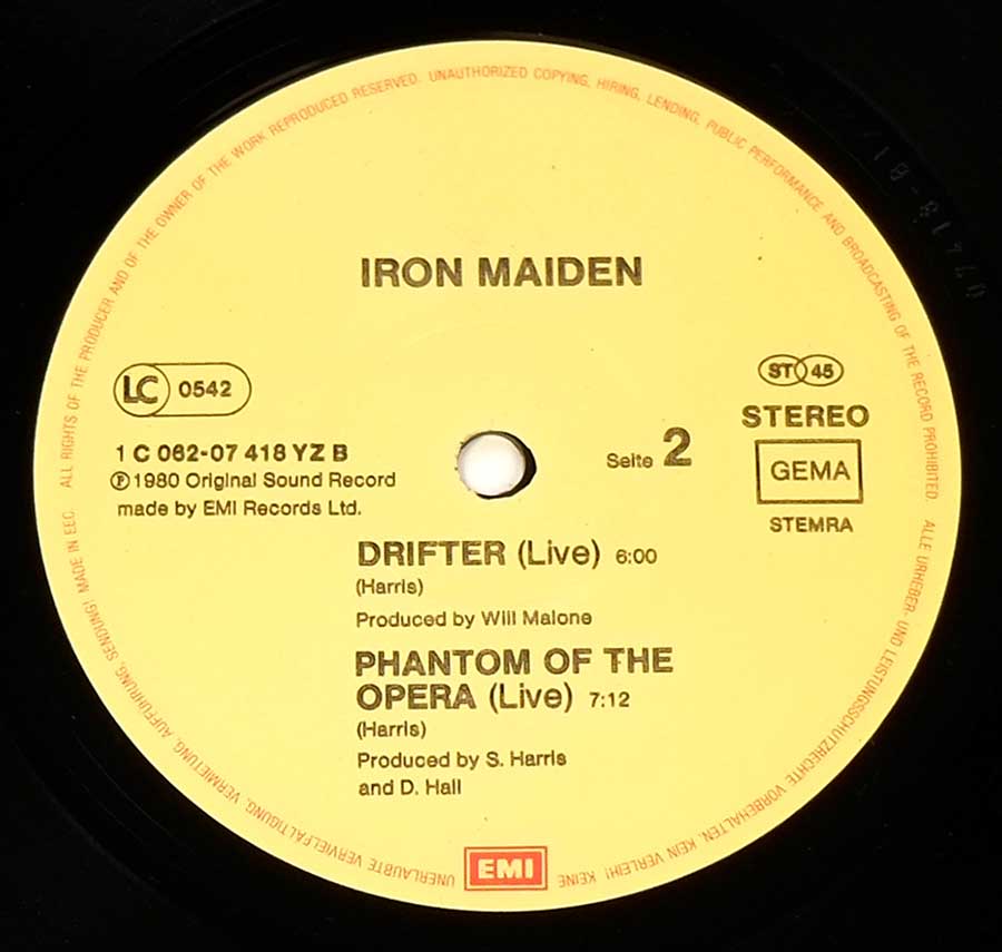 IRON MAIDEN - Women In Uniform Special Live 12" EP Record enlarged record label